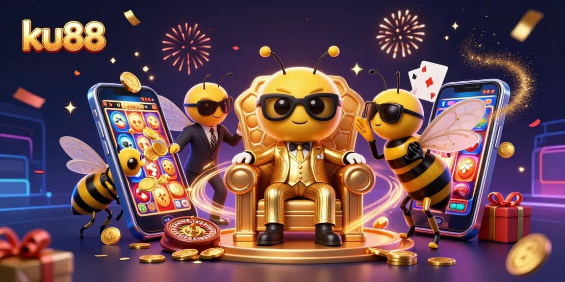 Experience exciting gaming thrills with ku88 in a vibrant 3D casino illustration.