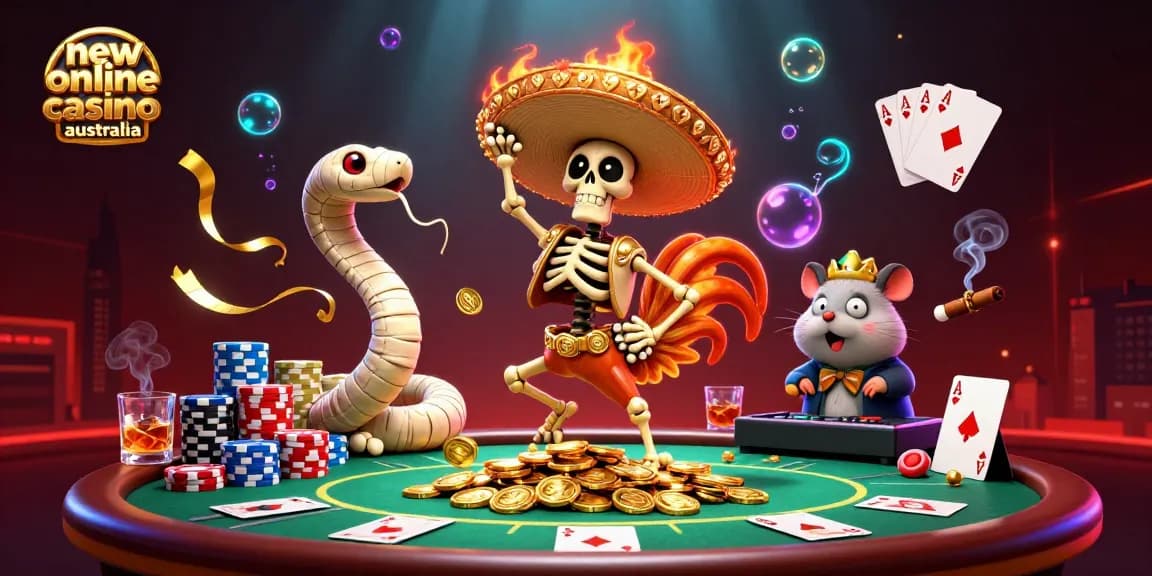 Experience the excitement at new online casino australia with vibrant characters and casino elements in action.