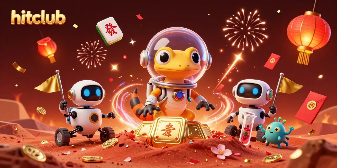 Join the adventure of hitclub with a Martian gecko exploring a golden casino in an exciting universe.