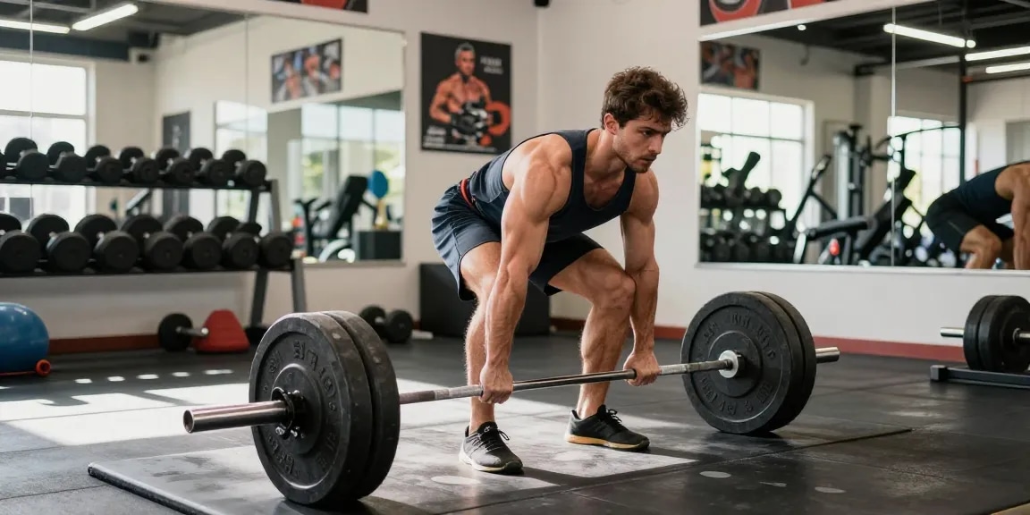 Anabolika Shop Deutschland für Bodybuilding - Athlet hebt Gewichte im Fitnessstudio.