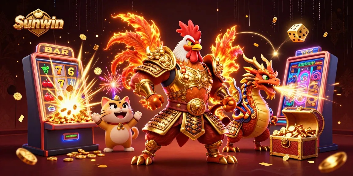 Engage with Sunwin's thrilling slot games featuring vibrant characters and exciting casino elements.
