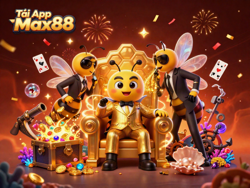 Engage in high-stakes betting and thrilling games with Tải App Max88 featuring an exciting 3D casino scene.