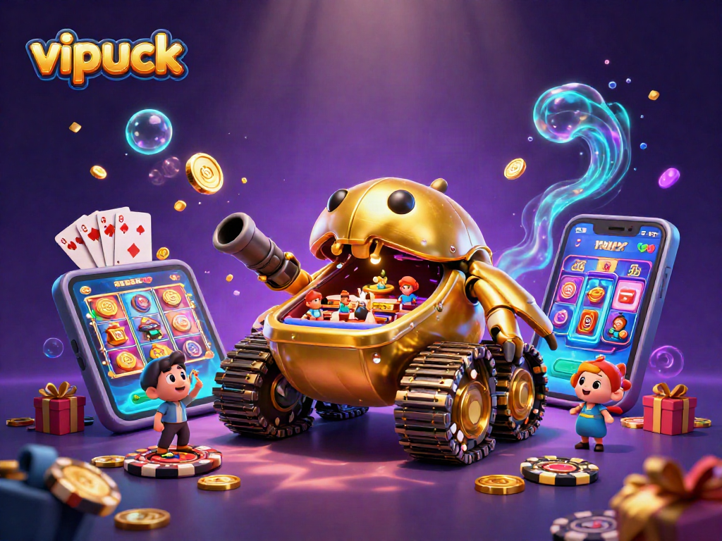 Experience thrilling gameplay at VipLuck with a vibrant 3D casino tank.