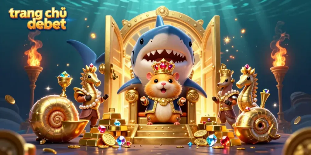 Engage with an exciting underwater casino adventure at trang chủ debet, featuring a fierce golden hamster king.