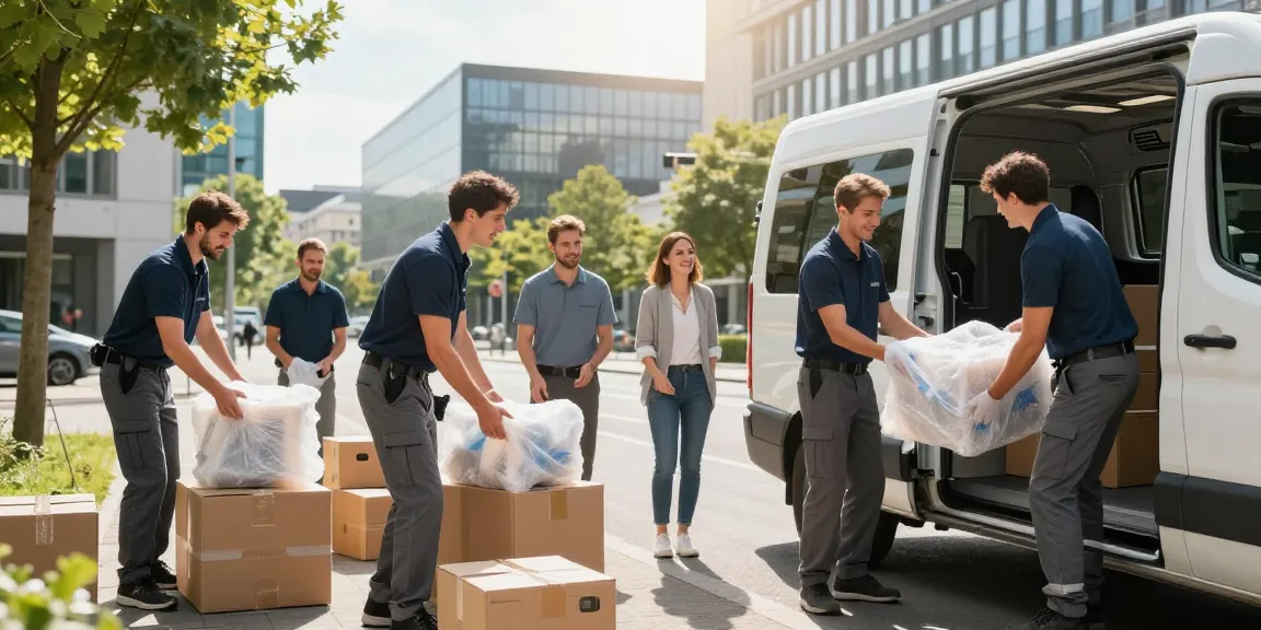 Umzugsunternehmen Ludwigshafen packt Möbel professionell in Umzugswagen.
