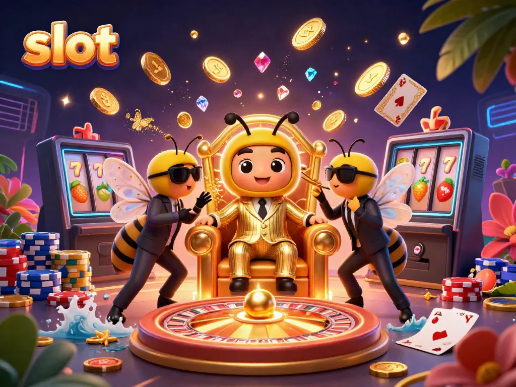Engage in the slot world with a vibrant casino scene featuring the bumblebee mob boss and dynamic gaming elements.