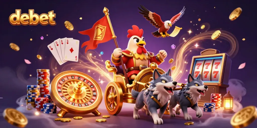 Experience thrilling action with debet as a rooster warlord leads a dynamic casino scene.